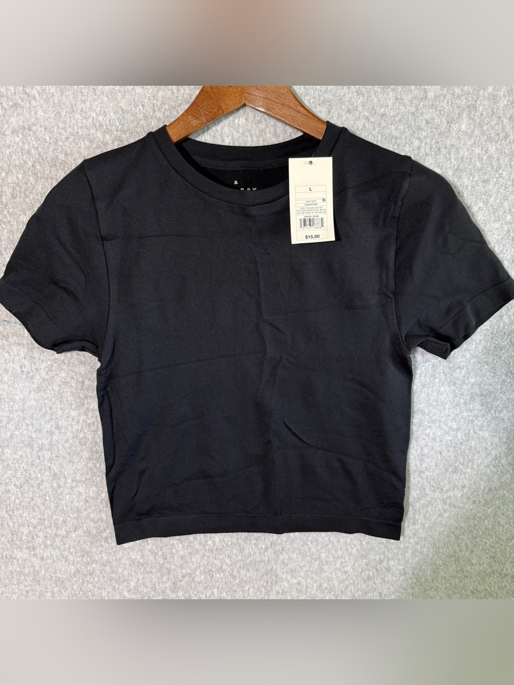 a new day Black Cropped Crewneck Tee
